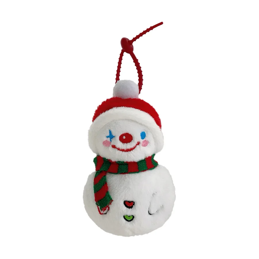 Cute Scarf Snowman Doll Plush Pendant Keychain Christmas Couple Gift Cartoon Plush Stuffed Snowman Doll Bag Decor Keychain