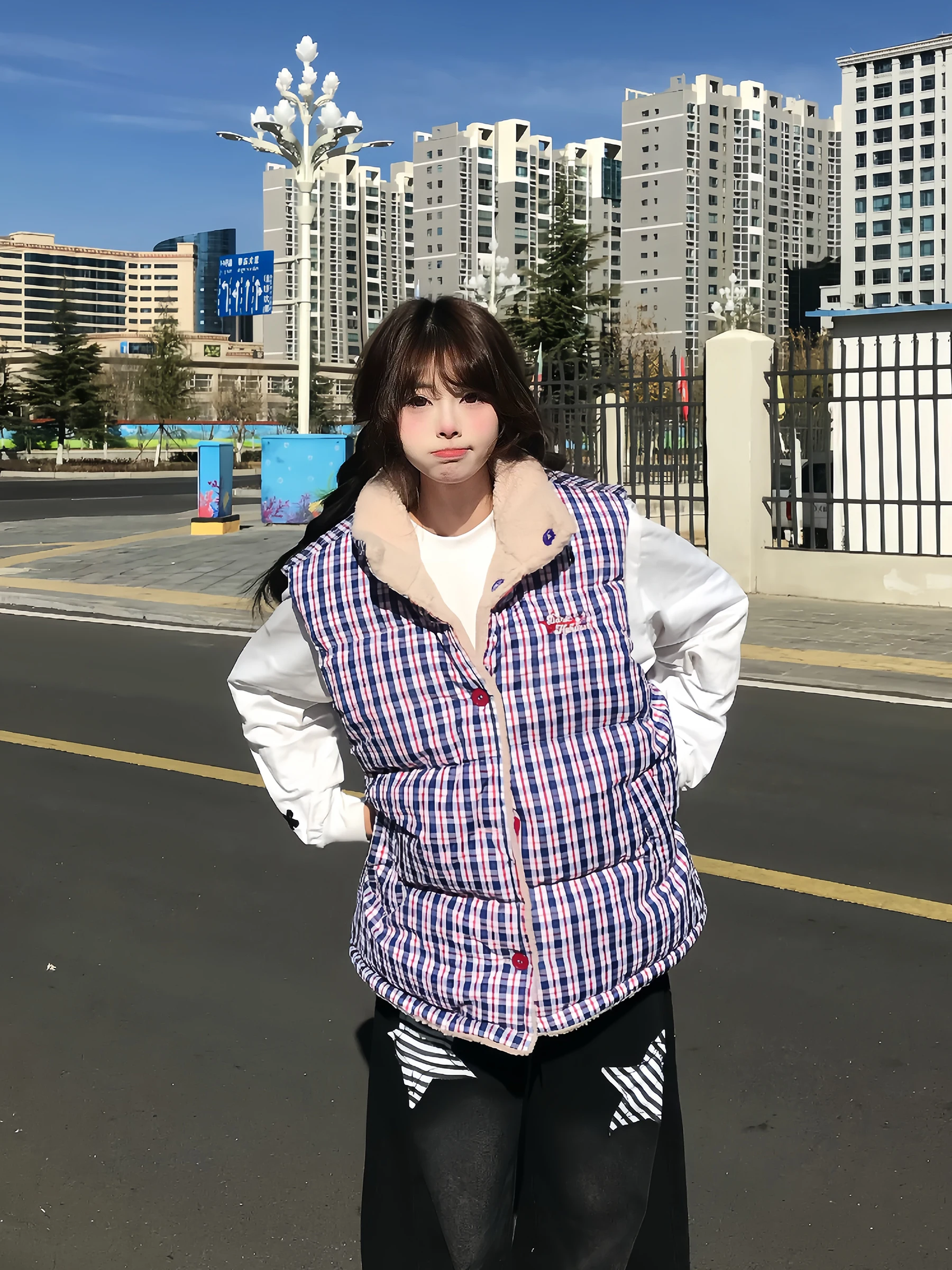 

Двусторонняя клетчатая куртка из овечьей шерсти, свободная утепленная женская зимняя хлопковая куртка, теплая, удобная, дышащая, на молнии