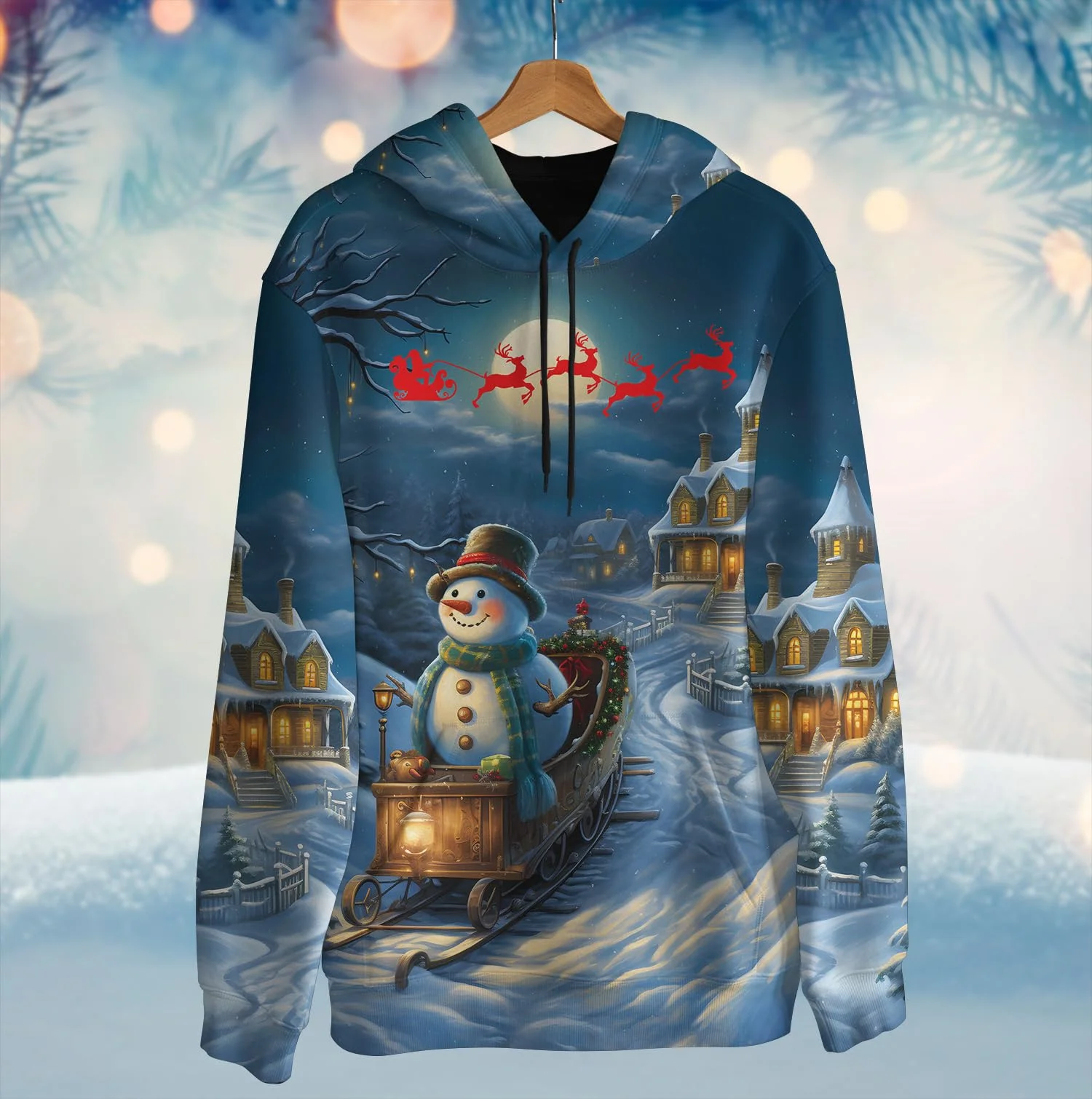 

2025 Night Christmas Graphic Sweatshirts Harajuku Fashion Snowman Hoodies For Men Clothes Casual Xmas Streetwear Boy Pullovers