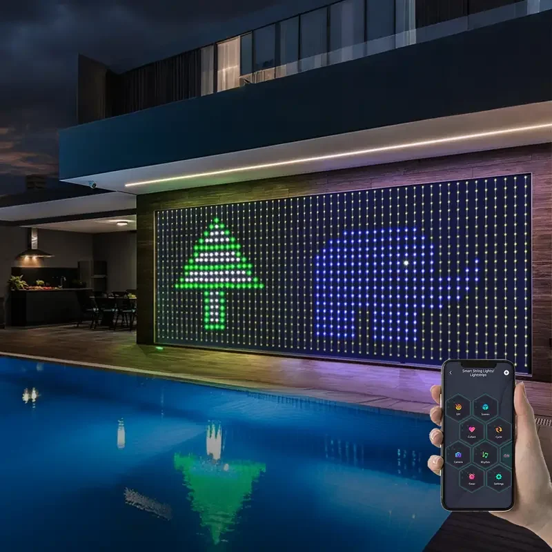 Smart LED Curtain Light APP Control RGB Dimmable DIY Pattern Music Ambient Lighting For Home Holiday Party Christmas Decoration