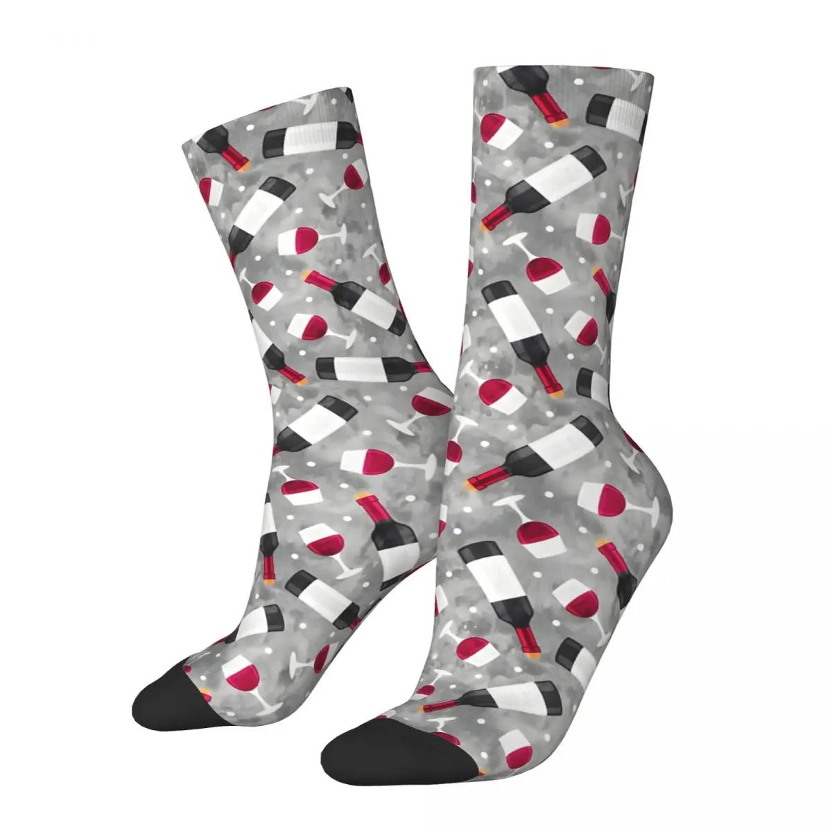 Red Wine Wine Glasses And Bottles Socks Shopping 3D Print Boy Girls Mid-calf Sock