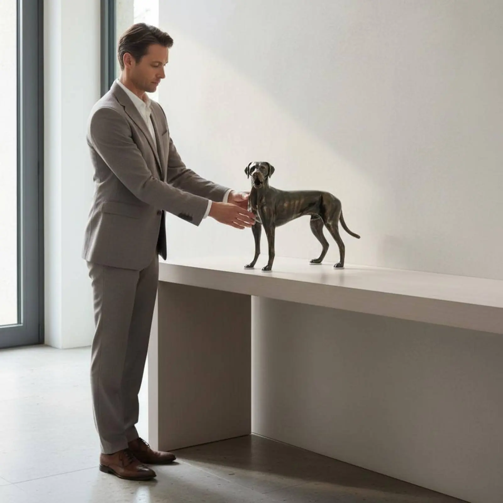 Antique Bronze Hound Statue Realistic Detailing Vintage Design Dog Decoration Resin Noble Canine Sculpture for Office