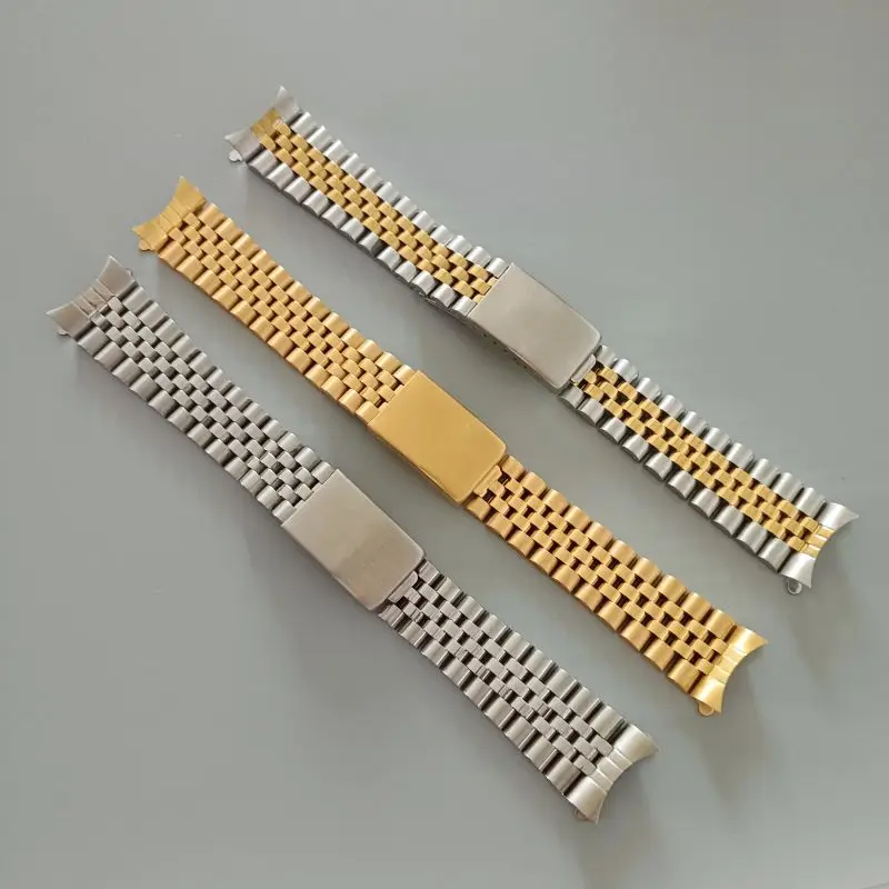 Vintage 18MM 19MM 20MM 316L Stainless Steel Jubilee Curved End Watch Band Strap Bracelet Fit For Seiko 5 ROX Watch