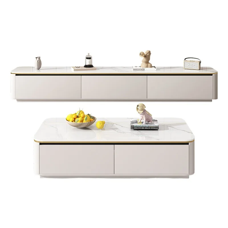 

Floor TV cabinet coffee table combination all solid wood home modern and simple