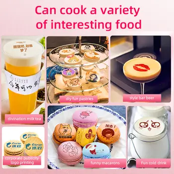 Přenosná barevná tiskárna potravin inkoustová přenosná ruční mini jedlá inkoustová tiskárna na zakázku s textem na dort, makaróny, kávu 8 nejlepší prodej tiskárny na dorty - №2