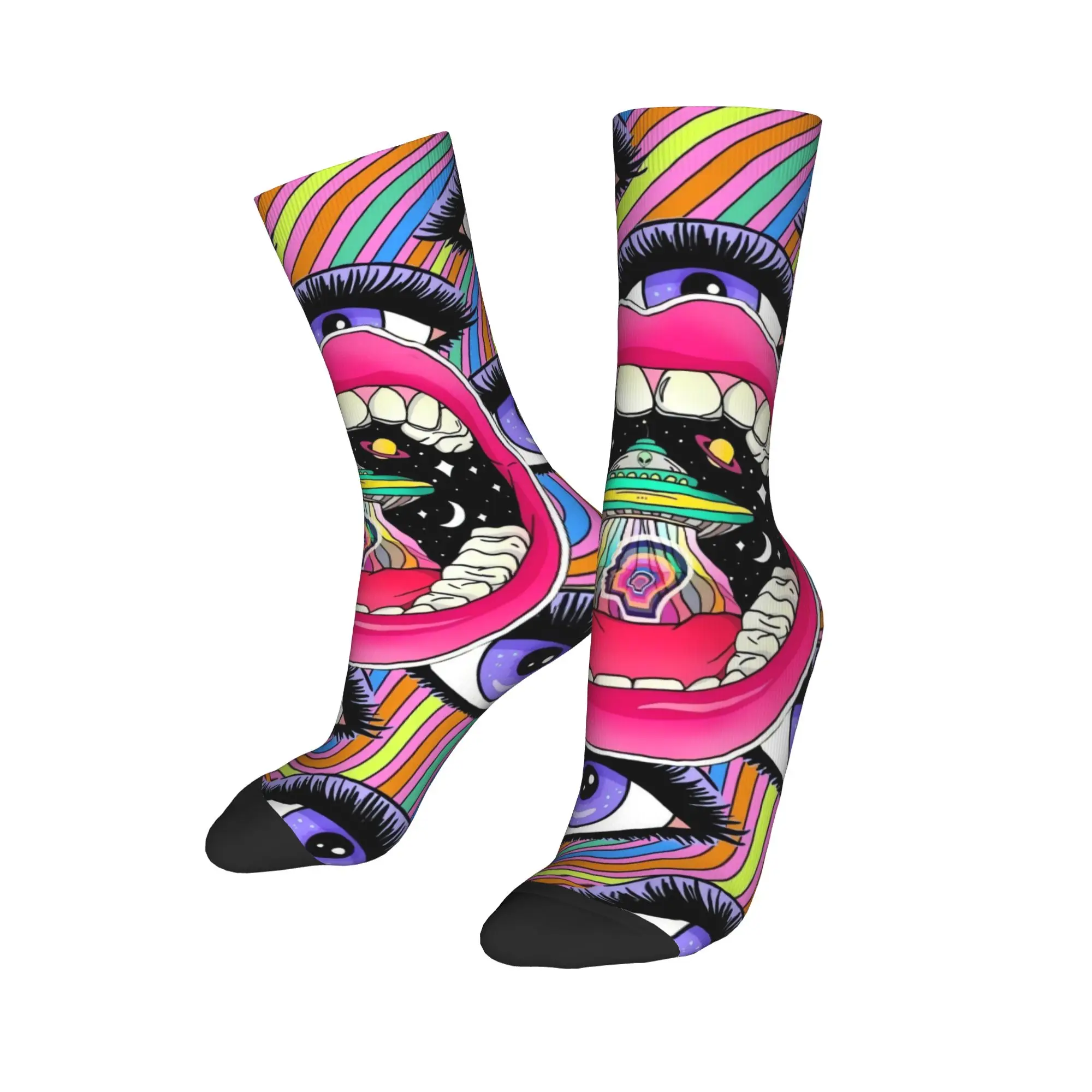Horror Multi‑mouth Harajuku Abstract Socks Autumn  Stockings Leisure Women Men Soft Breathable Socks Cycling Anti Skid Socks