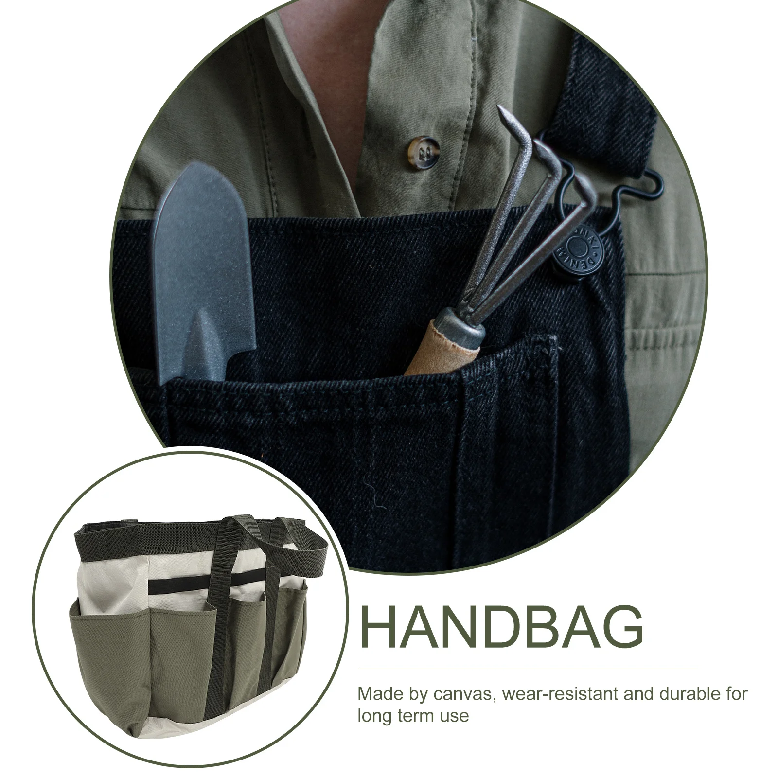 

1Pcs Garden Tool Bag Canvas Cylinder Drawstring Storage Holder Portable Multi-Pocket Tool Pouch for Gardeners Efficient Work