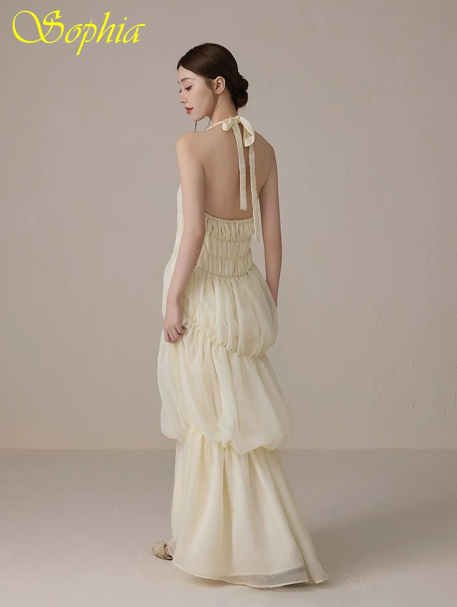 Maßgeschneidertes A-Linie Neckholder ärmelloses elegantes klassisches Abendkleid Hochwertige maßgeschneiderte Anlasskleider Temperament Partykleid