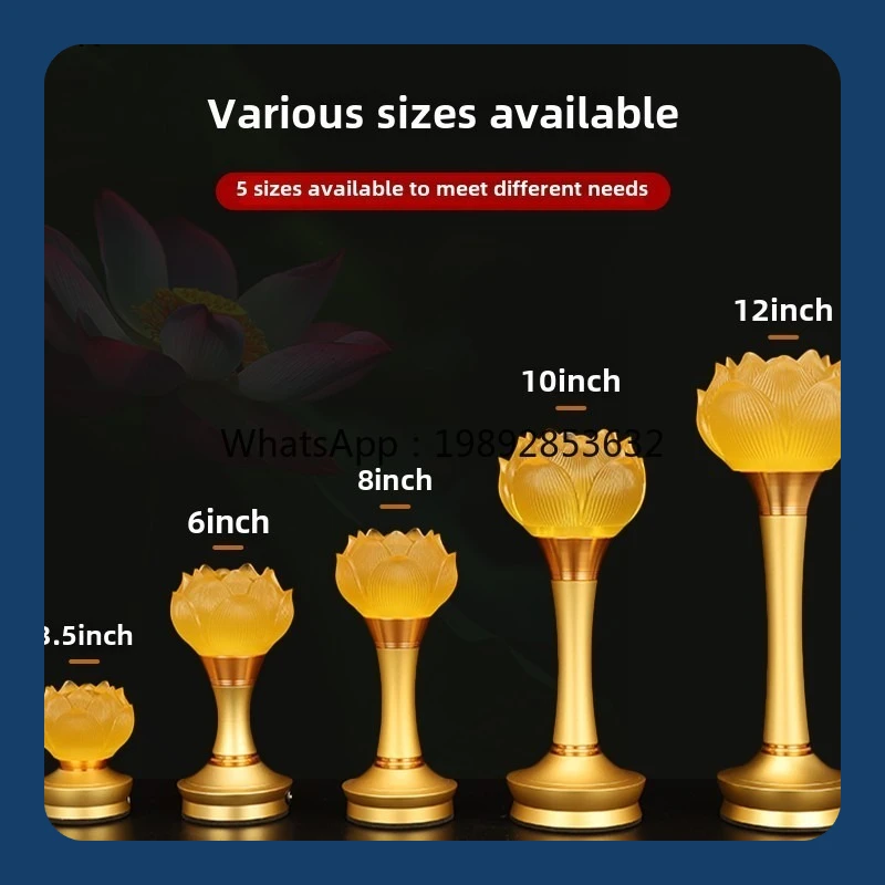 

AB rechargeable lotus led Guanyin Changming ornament, a pair of plug-in glazed lotus ornament before supplying to the Buddha