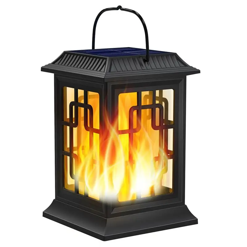 【ORNAMENT】Solar Powered Lantern Solar Flickering Flames Upgraded Waterproof Hanging Light Garden Ornaments For Yard Pathway Pati