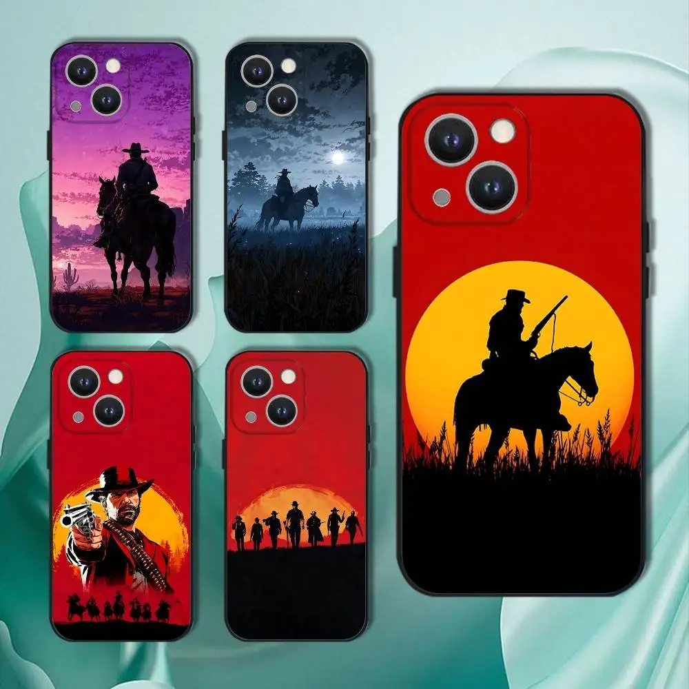 

R-Red Dead Redemption RDR 2 Phone Case For iPhone 16,15,14,13,12,11,Pro,XS,Max,XR,Plus,E,SE4,Mini Black Soft Cover