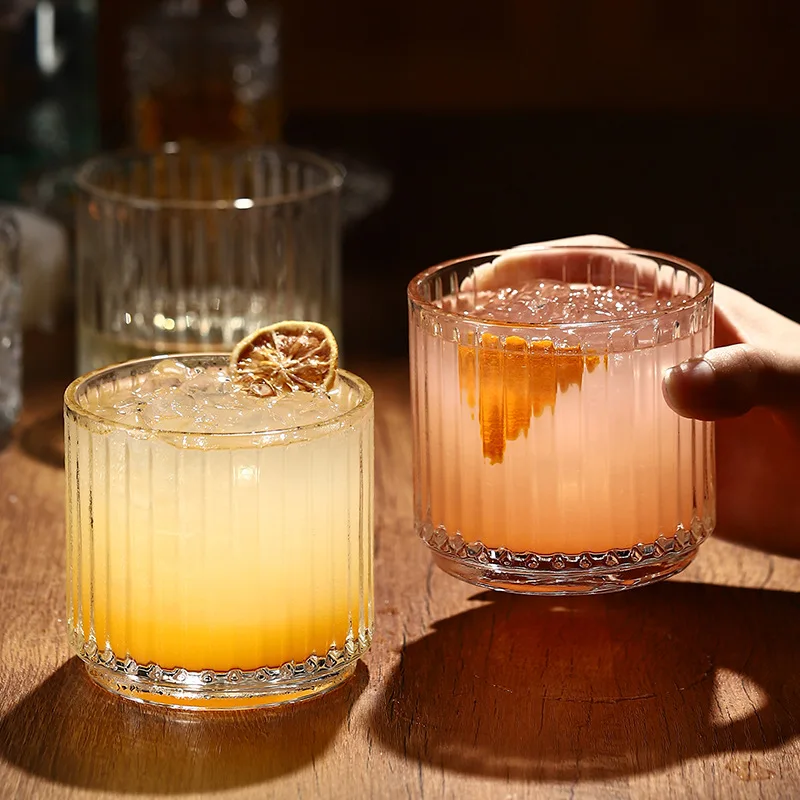 Vasos de Cóctel Clásicos Premium de 260 ml para Whisky, Ginebra, Bourbon, Cristalería con Diseño Acordonado para Bares en Casa, Vasos Modernos