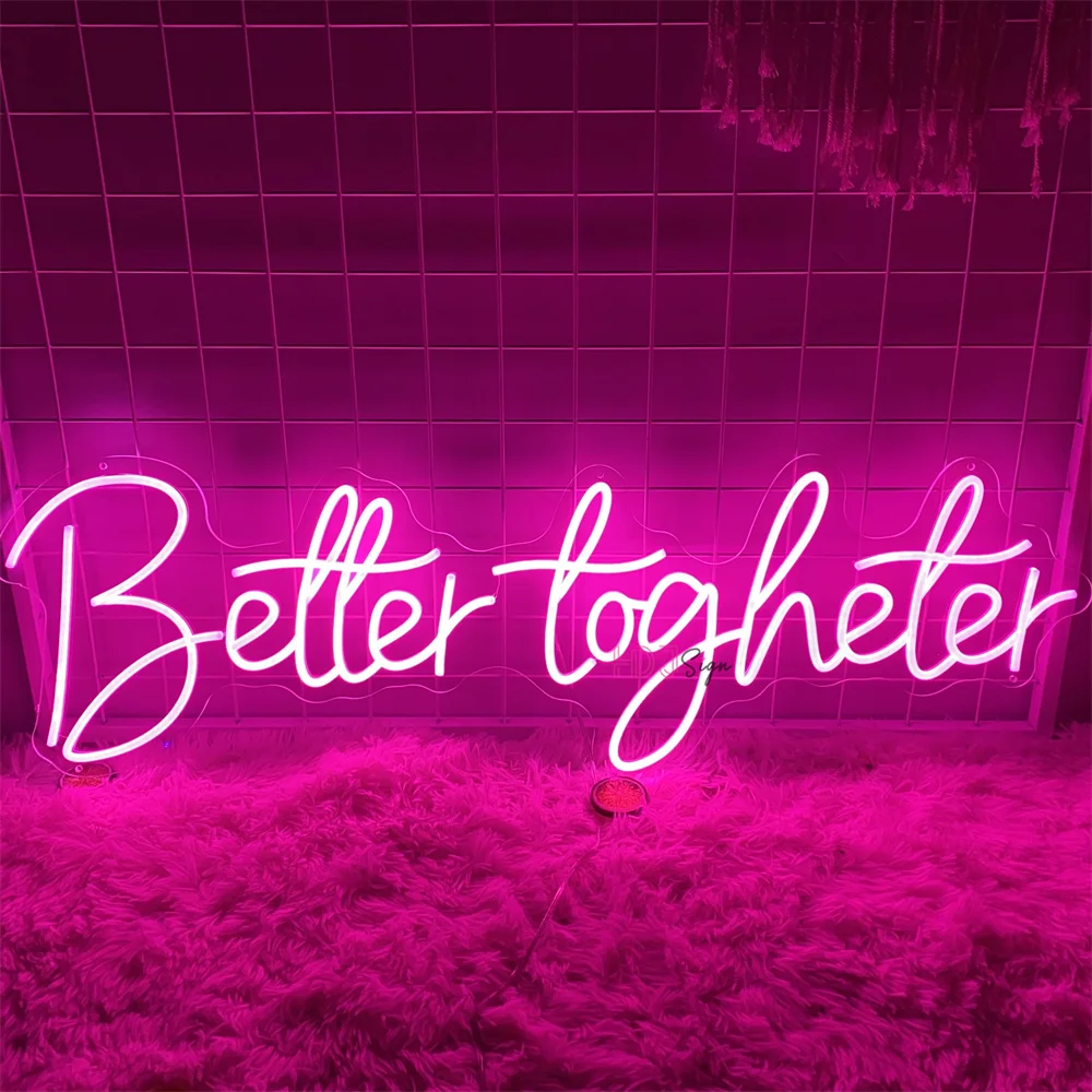 Better Together Neon Led Sign Happy Birthday Wedding Decoration Party Neon LED Lights USB Room Wall Decor Good Vibes Neon Signs