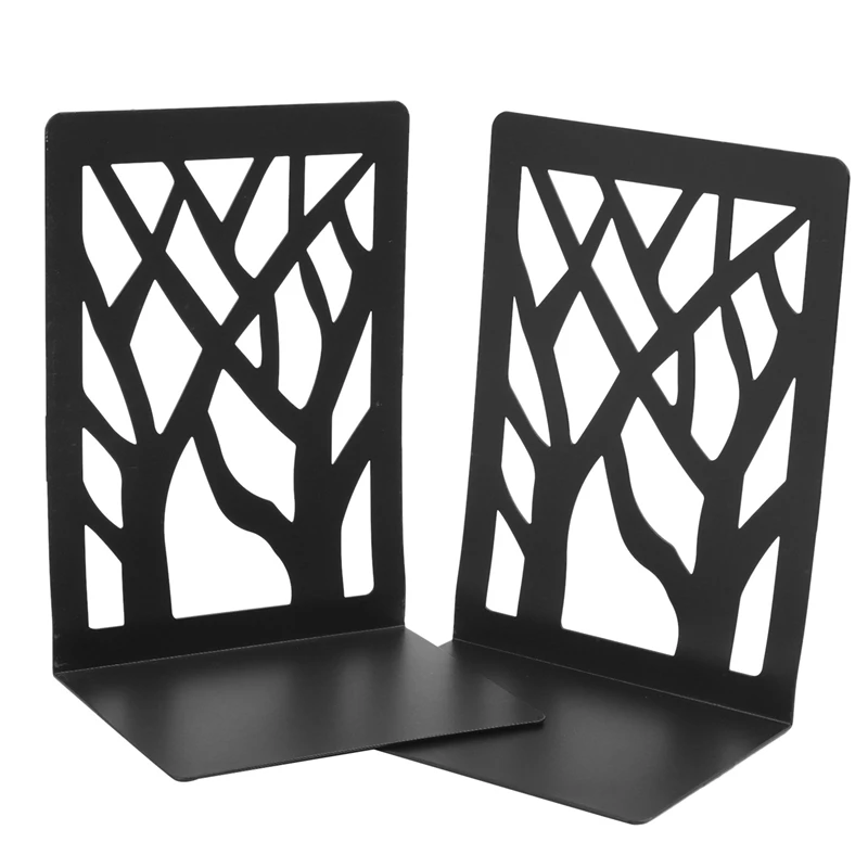 Book Ends For Heavy Books,Book Shelf Holder Home Decorative, Metal Bookends Black 3 Pair,Bookend Supports, Book Stoppers