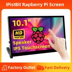 10.1 inch Capacitive Touchscreen，IPS 1024×600, Dual Built-in Speakers, HDMI Monitor Compatible with Raspberry Pi