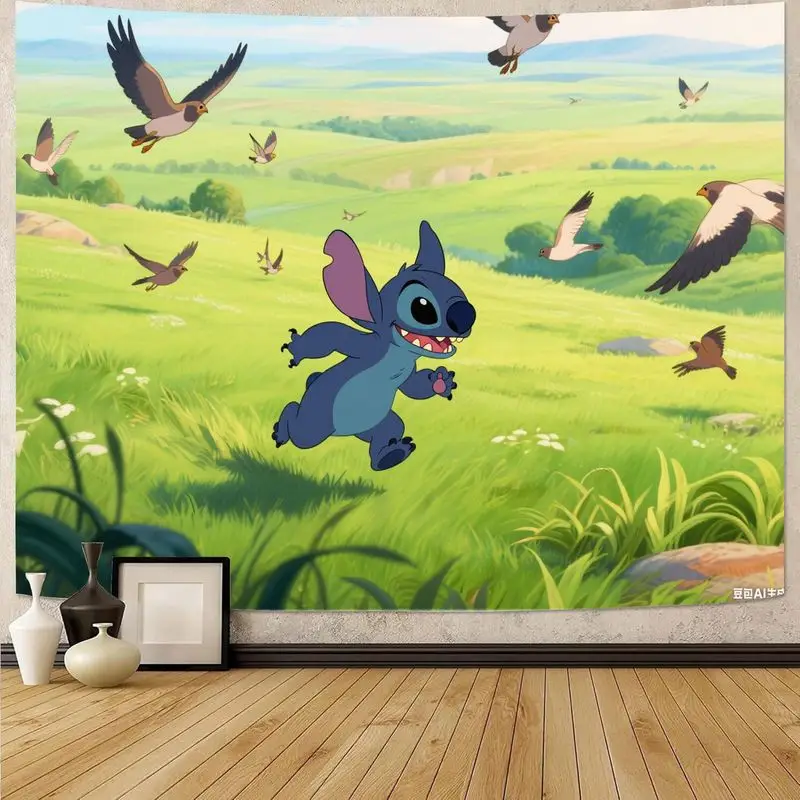 

1PC Stitch Cartoon Tapestry Colorful Nature Wall Art for Living Room, Bedroom Decor, Perfect Gift for Disney Fans
