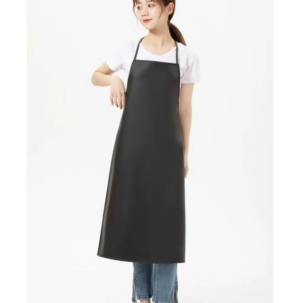 Premium PU Leather Cooking Apron Waterproof Oilproof Bib Ergonomic Straps Full Coverage Protective Smock For Kitchen Duties