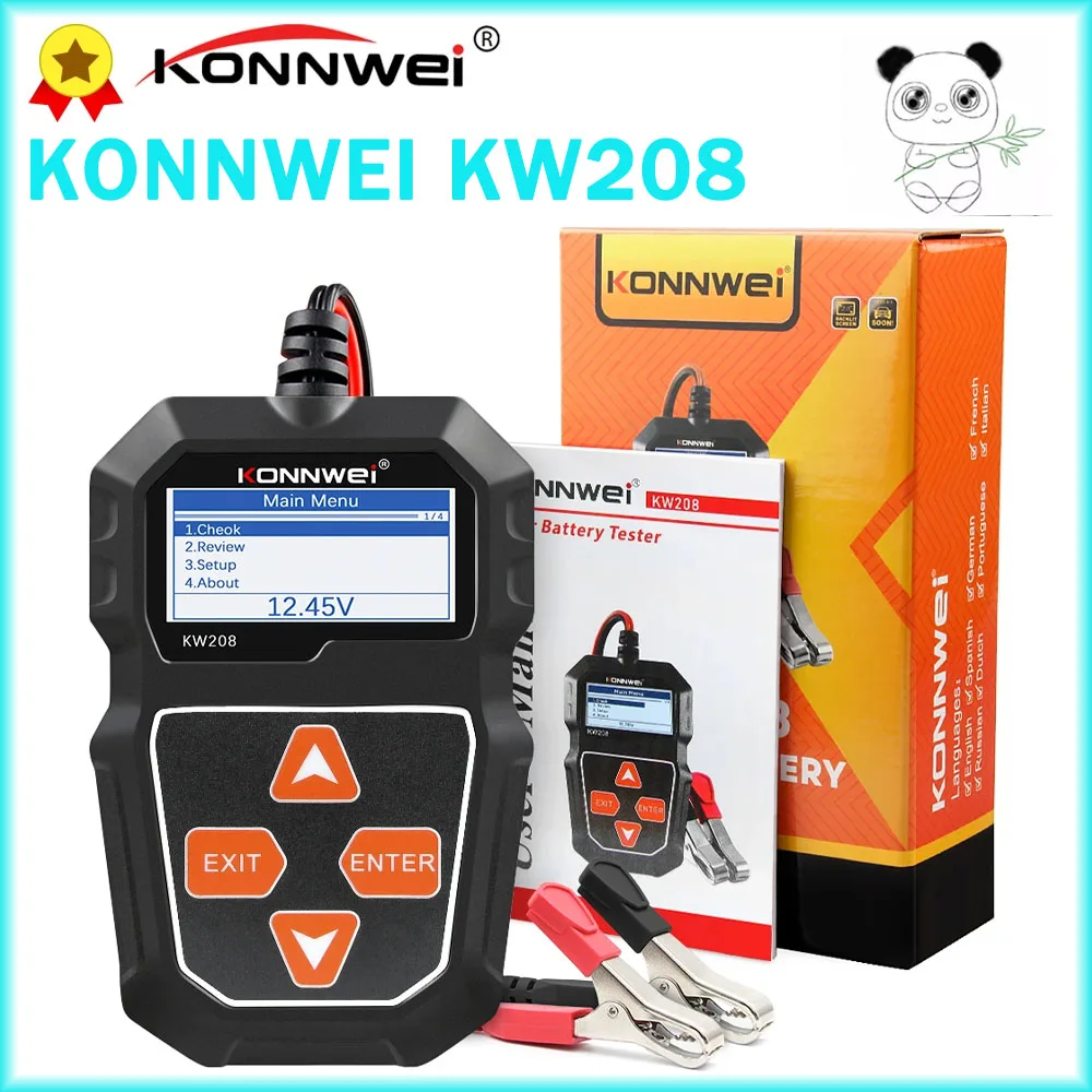 KONNWEI KW208 Battery Analyzer 12 Volts Battery Tool Car Battery Tester 12V 100 to 2000CCA Cranking Charging Circut Tester BM550