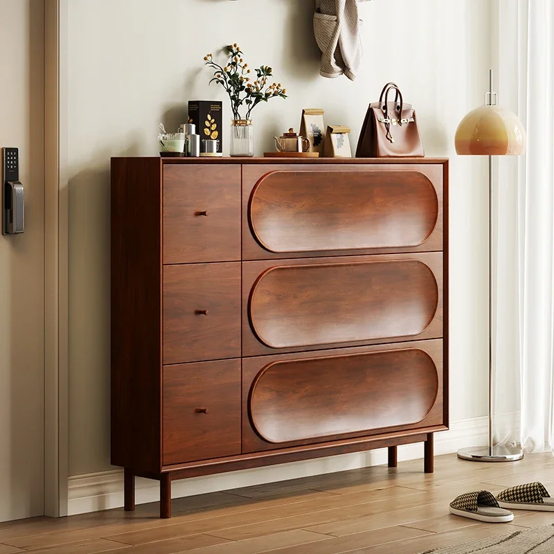

Post-modern Designer Living Room Cabinet Vintage Entrance Shoe Storage Cabinet Solid Wood Home Furniture Armoires Salon 신발장 FYLC