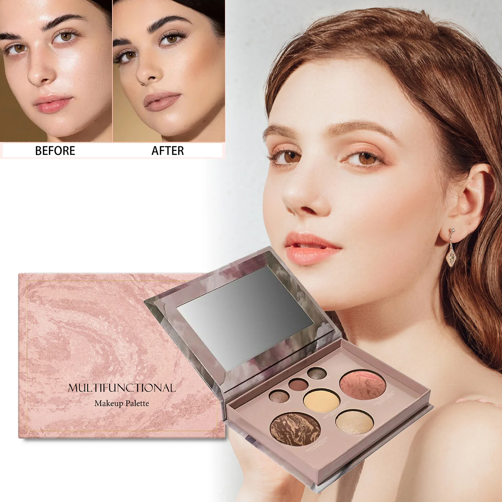 لوحة مكياج متعددة الوظائف، بودرة وجه الكل في واحد لظلال العيون وأحمر الخدود ومجموعة ألوان مكياج محمولة #1