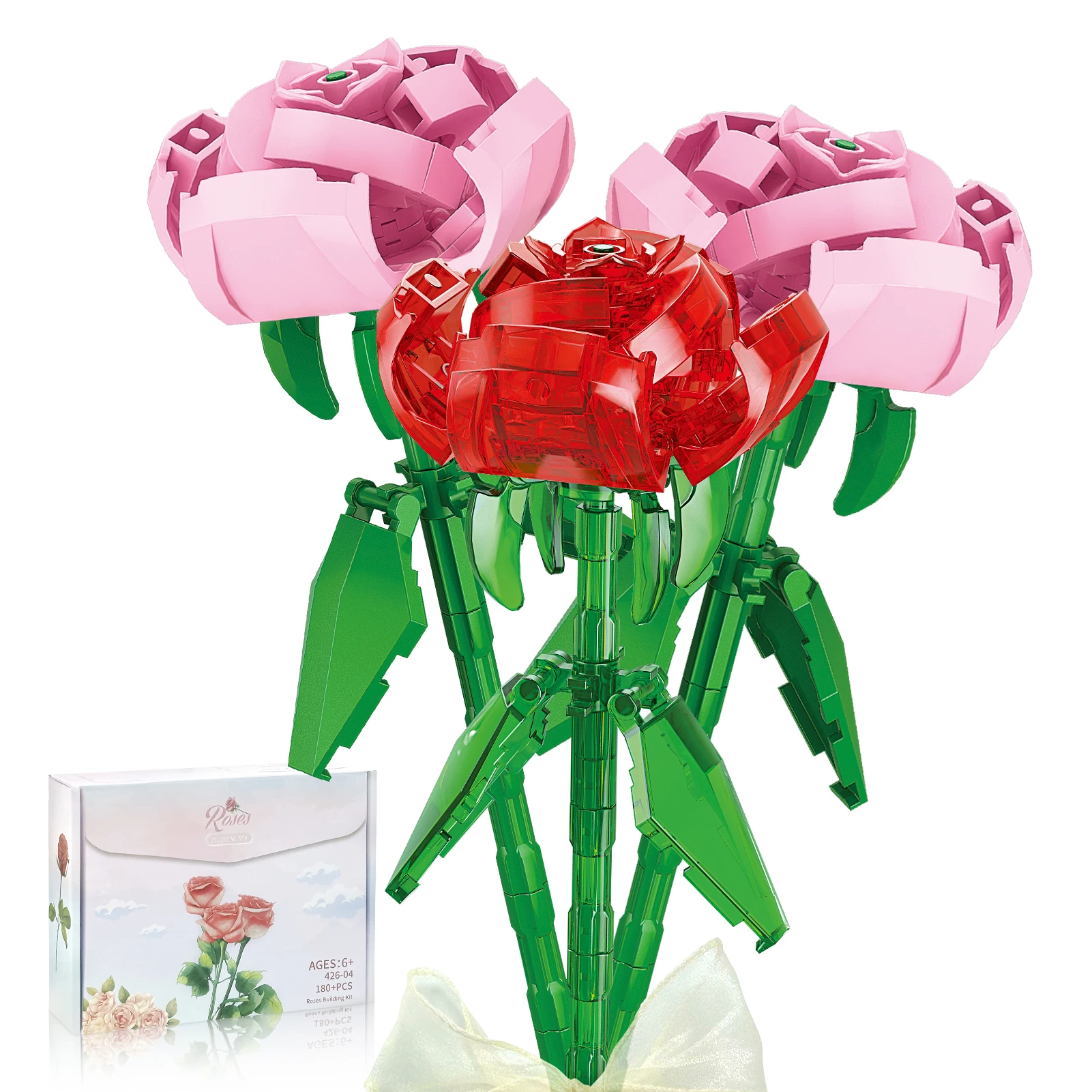 

Romantic Rose Flower Bouquet Building Blocks - Valentine's Day Gift for Couples Home Decor Anniversary Present