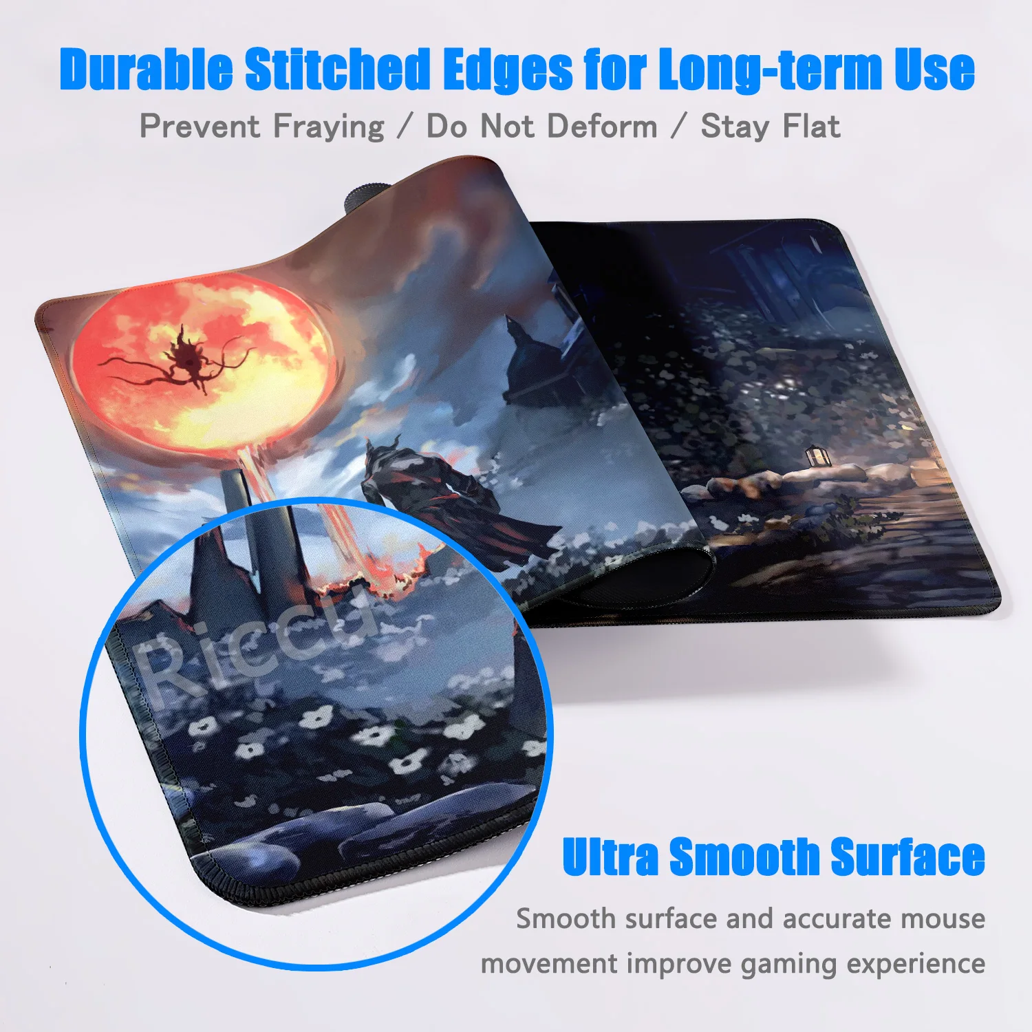 Imagem -04 - Grande Tamanho Gaming Mousepad com Sutura Bordas Mousepad para pc Tapete Teclado Xxl Desktop Gamer Computador Deskmat Non-slip Bloodborne Gamer