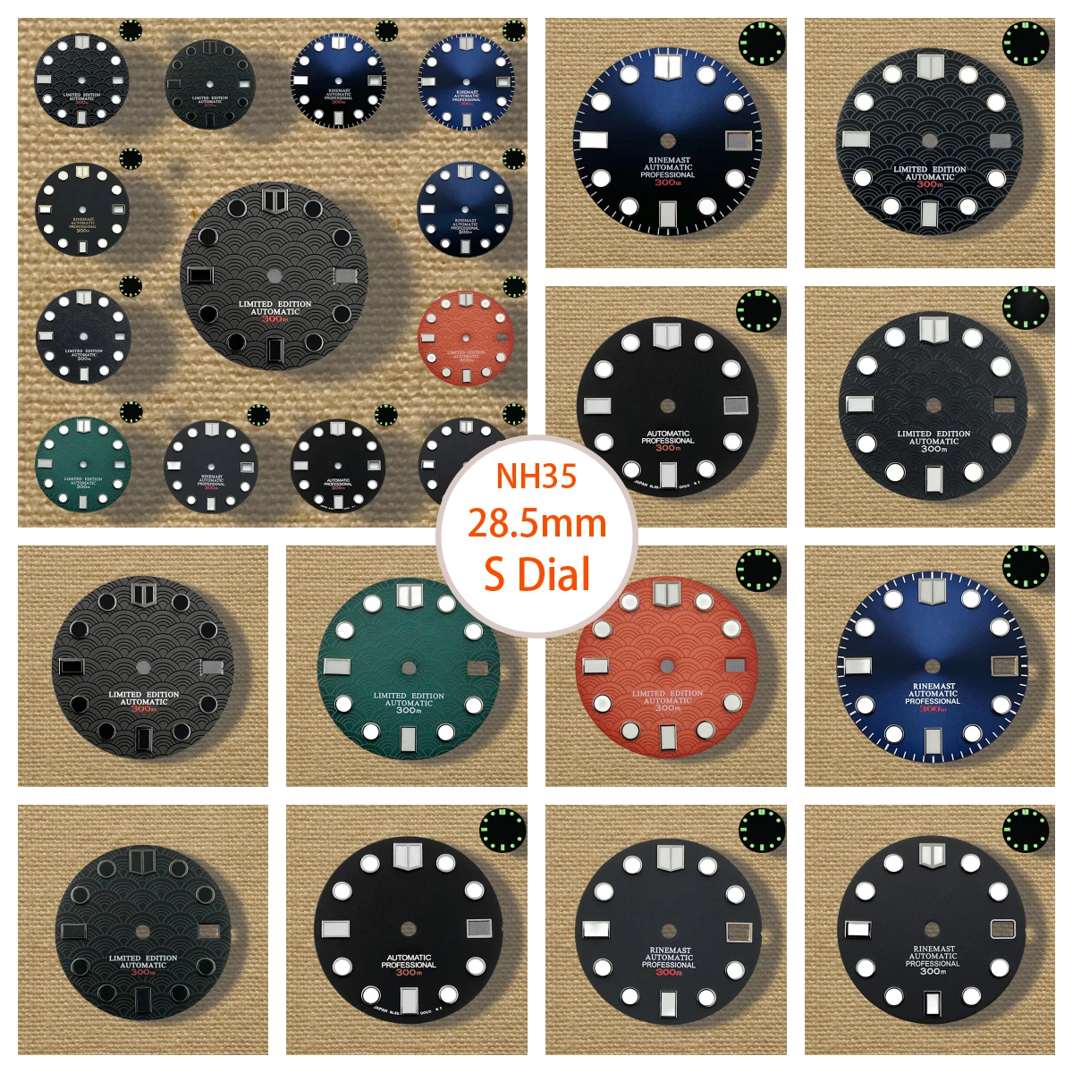 

28.5mm High Quality S Logo NH35 Dial SUB/SKX007 DIal Suitable For NH35/NH36 Movement Green Luminous NH35 Accessories ﻿