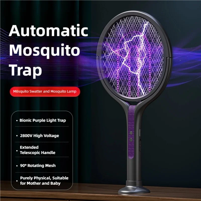 TINSOL Telescopic Rotating Head Electric Mosquito Swatter Rechargeable Electric Mosquito Swatter, Indoor/Outdoor Mosquito Killer image 3