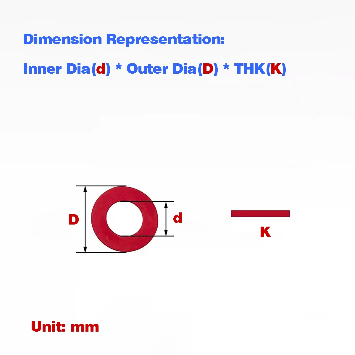 Insulation Red Steel Paper Circular Flat Washer M2M2.5M3M4M5M6M8