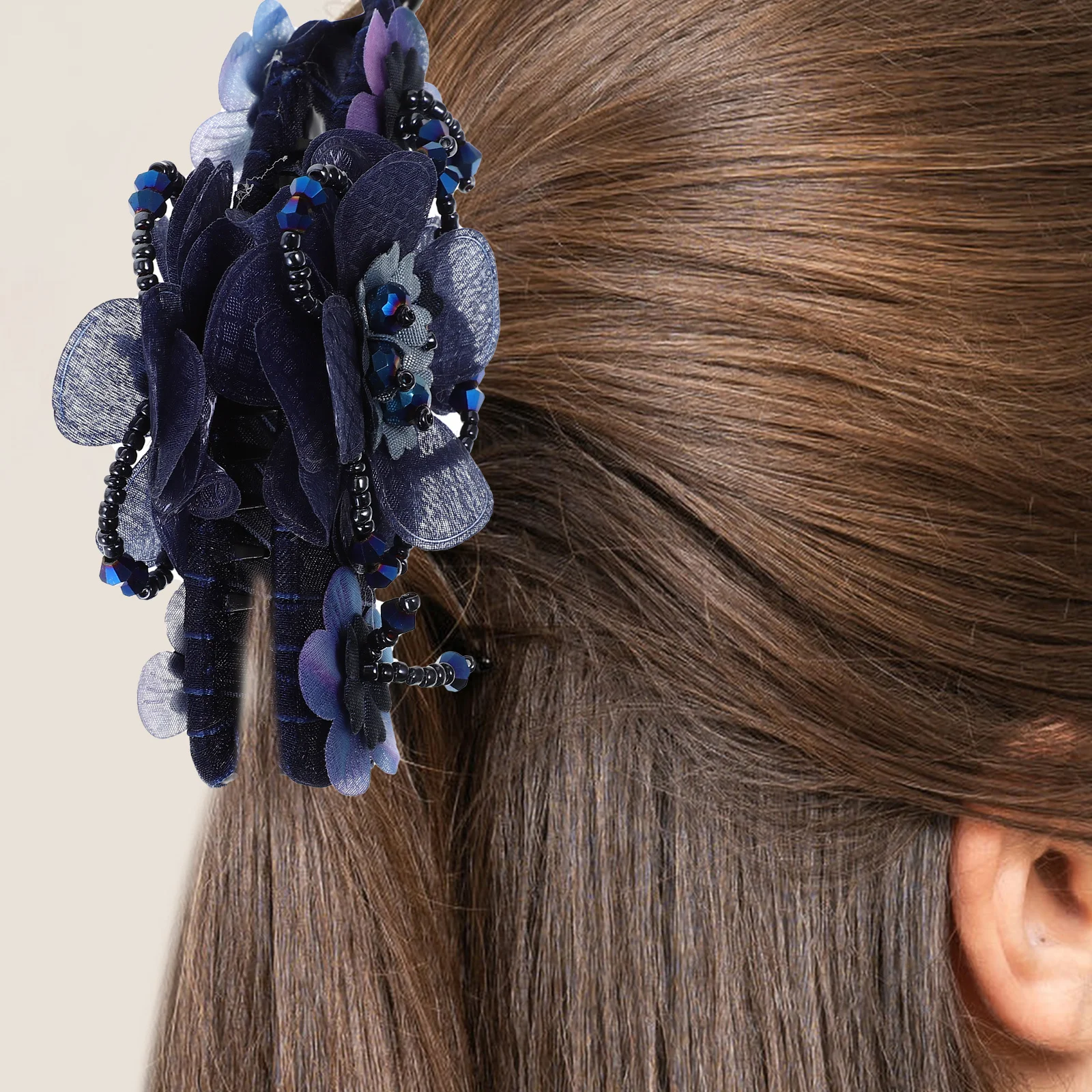 

1Pcs Flower Fabric Hair Clip for Women Updo Ponytail Holder Fasten Long Hair in Seconds