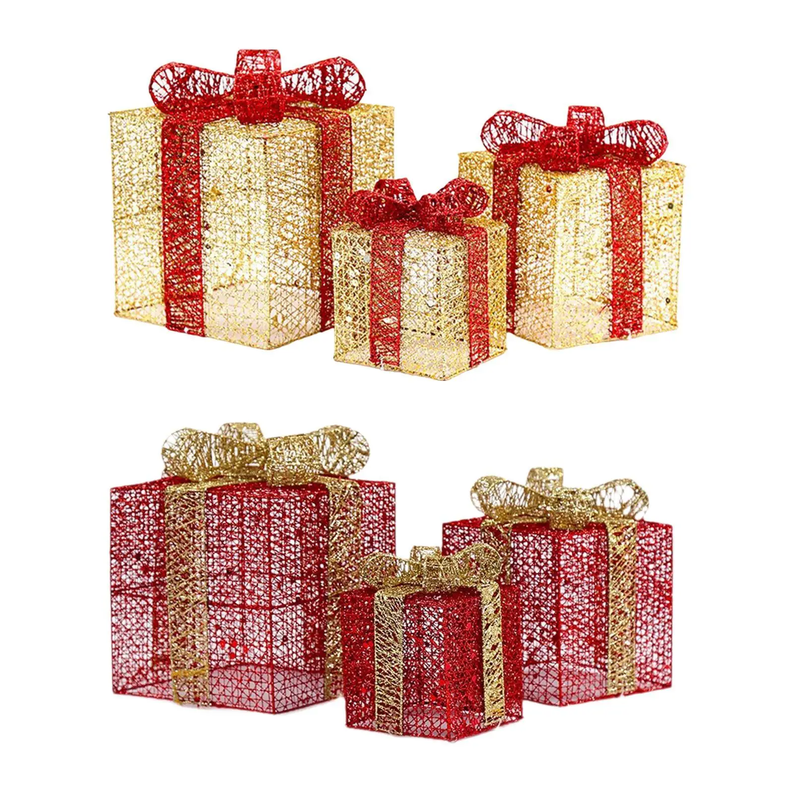 

3Pcs Christmas Gift Boxes Iron Art for Christmas Eve Restaurant Birthdays