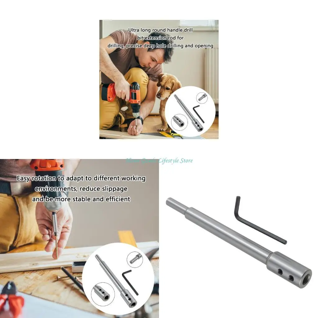 

E74E Bit Extension 173mm Long Drill Bit Steel Extension Rod Drill Bit Extension Post for Flat Milling Drill