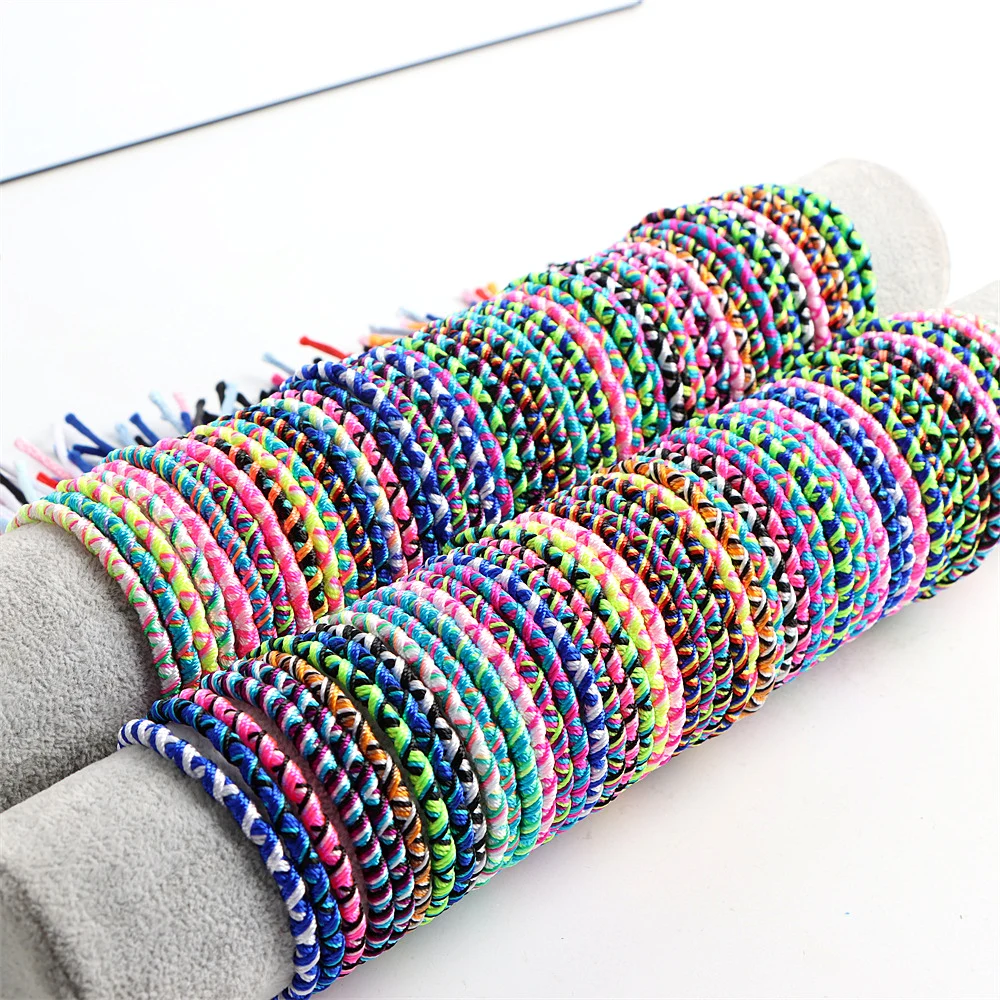 20/30/50 unids/lote estilo étnico colorido pulseras tejidas a mano para hombres y mujeres moda Retro regalos de fiesta de cumpleaños