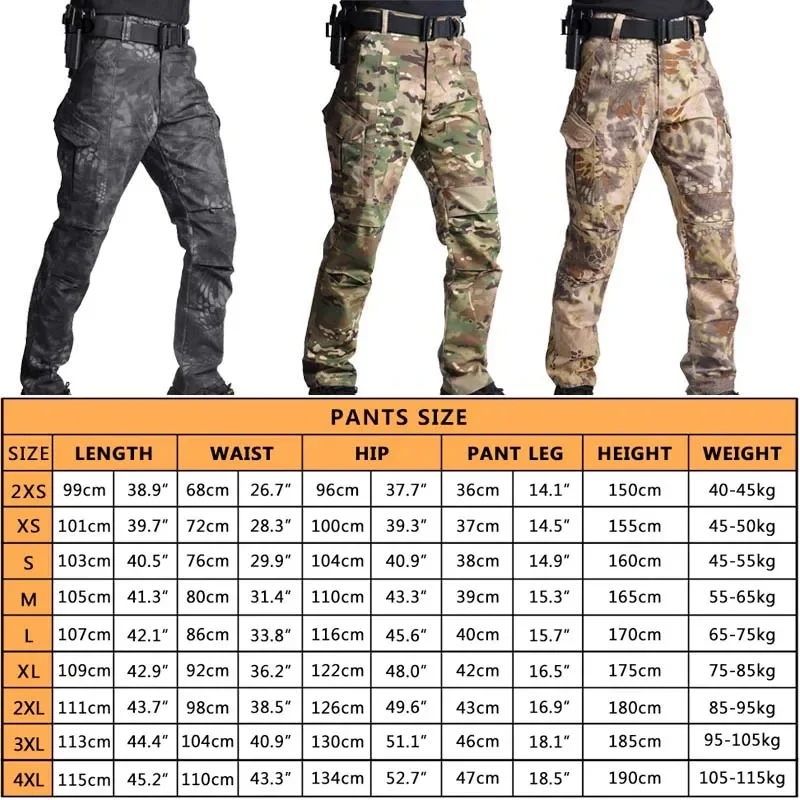 HAN WILD Tactical Pants Military Combat Army Cargo Hiking Waterproof Ripstop Camouflage Airsoft Hunting Clothes