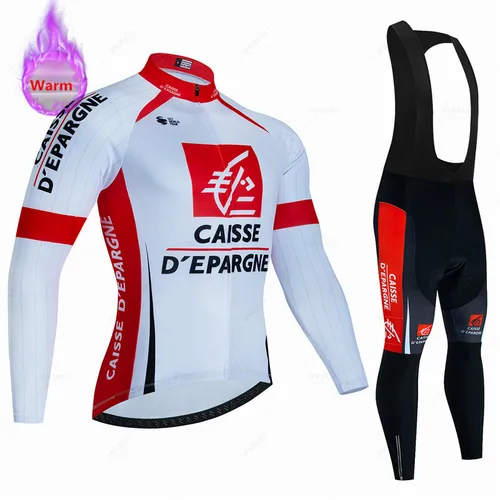 Imagen 1 del producto Caisse D'Éspargne-Conjunto de Jersey térmico de lana para Ciclismo, traje de equipo para bicicleta, Ropa de bicicleta de montaña, Maillot de Ciclismo para Hombre