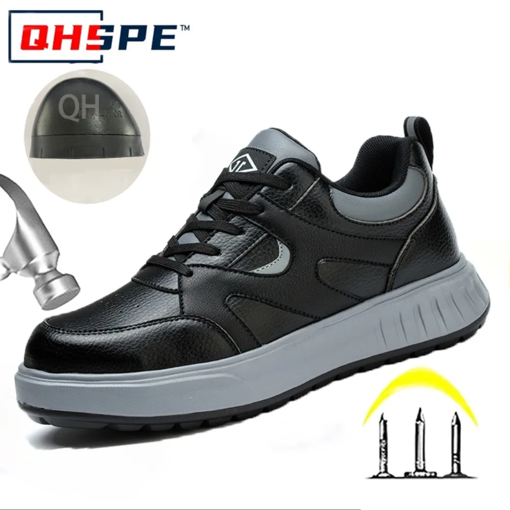 Men's Lightweight Casual Labor Protection Shoes Steel Toe Caps Anti Smashing Anti Piercing Wear-Resistant Work Footwear