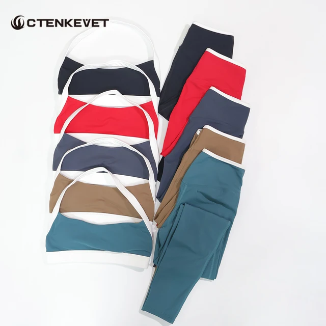 Women Summer Contrasting Sports Bra Shorts Set Female Two-Piece Set Running Shock-Absorbing Neck Hanging Underwear Yoga Set