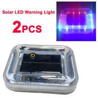 2PCS Solar LED Flashing Warning Lights Car Truck Trailer Motorcycle Anti-collision Strobe Taillight Magnet Safety RGB Flashlight