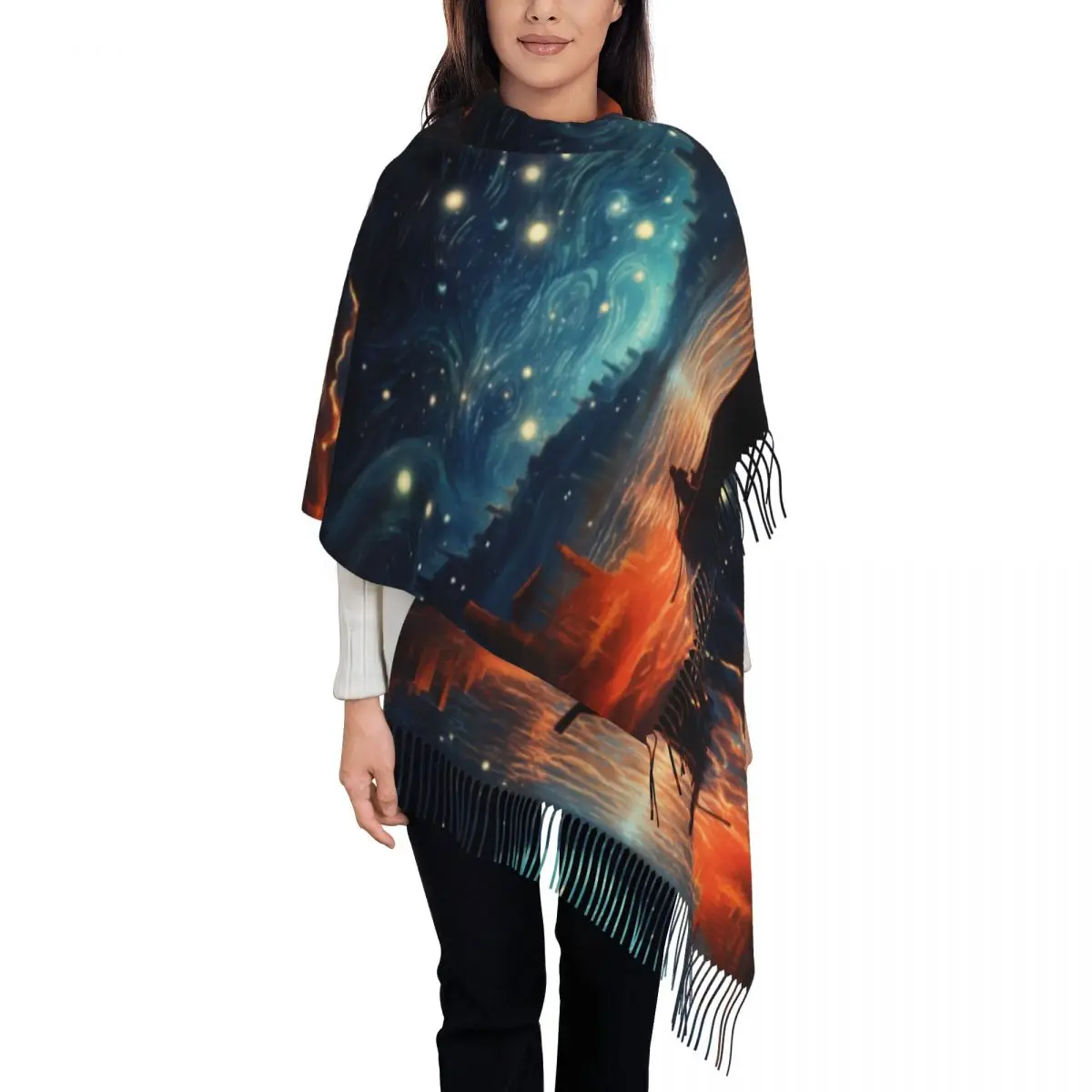 Digital Art Galaxy Womens Warm Winter Infinity Scarves Set Blanket Scarf Pure Color