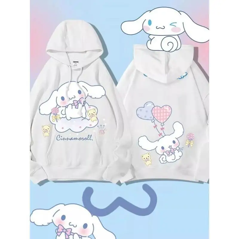

Sanrio повседневные детские толстовки Cinnamoroll с героями мультфильмов, модные брюки с длинными рукавами для девочек, осенне-зимняя горячая хлопковая куртка