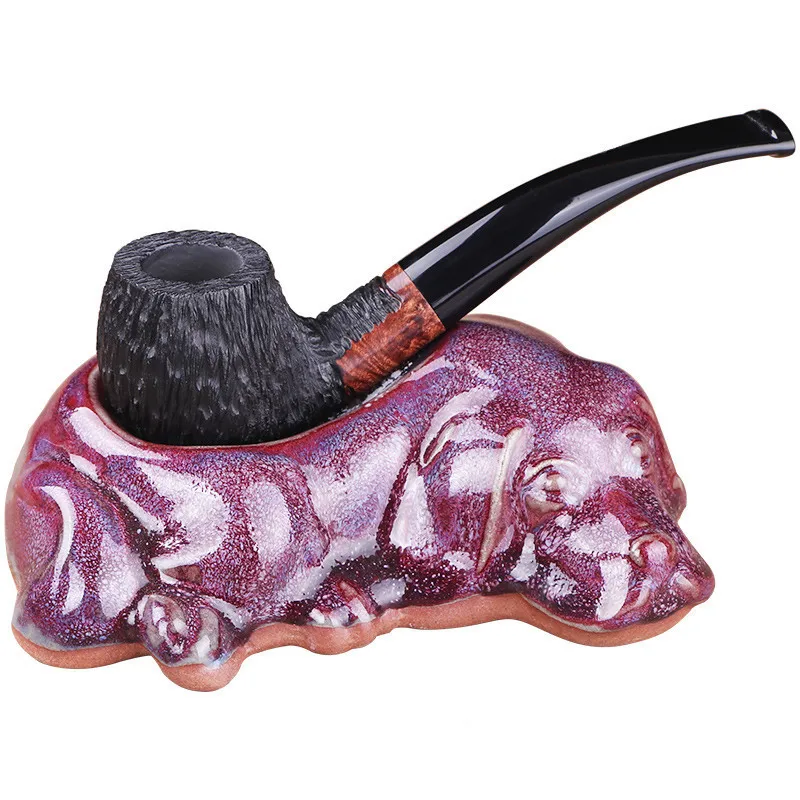 Handmade Briar Wood Tobacco Pipes Loop Decor Bent Smoking Pipe With 9 MM Filter Smoking Tools Premium Gifts