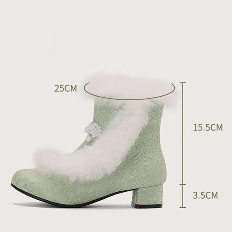 SIMLOVEYO 2024 Design Women Ankle Boots Round Toe Block Heels 3cm Plush Big Size 42 43 Fashion Dating Female Booties