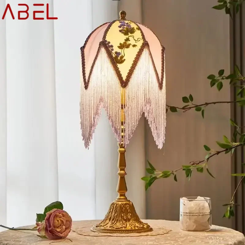 Abel francês borlas candeeiro de mesa americano retro sala estar quarto villa pastoral europeu criativo luz mesa