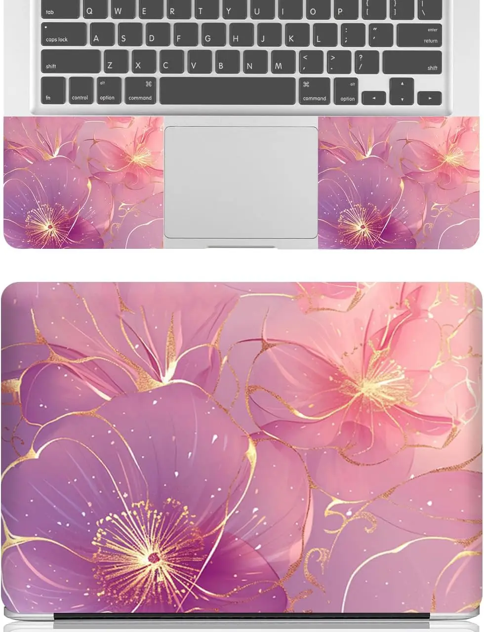 Gradient Golden Line Flower Laptop Decal Waterproof No Residue Notebook Skin For HP Dell Lenovo Huawei Xiaomi Laptops