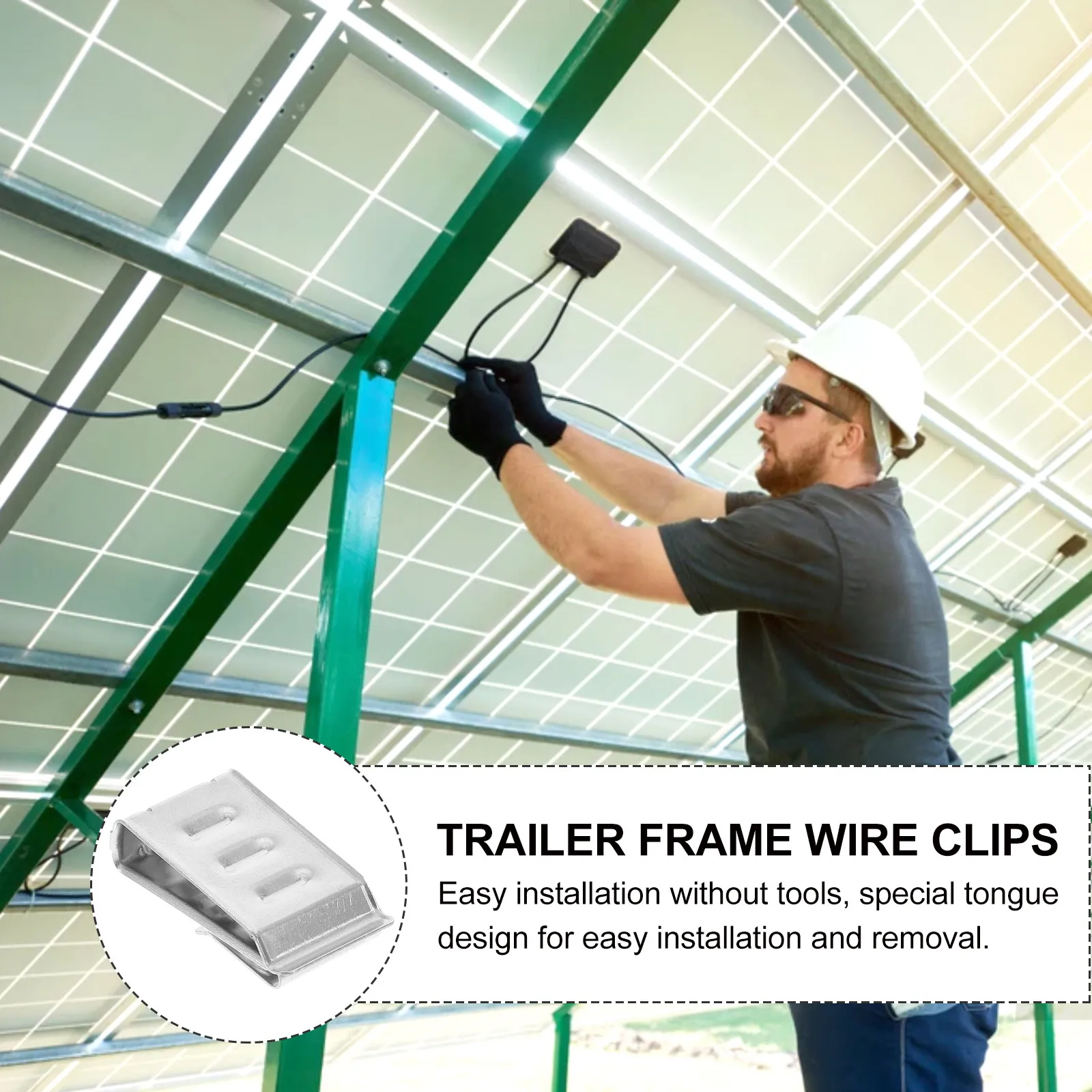 20Pcs Trailer Frame Wire Clips Stainless Steel Solar Panel Cable Clamp Corrosion Resistant Barbed Tongue Design for Photovoltaic