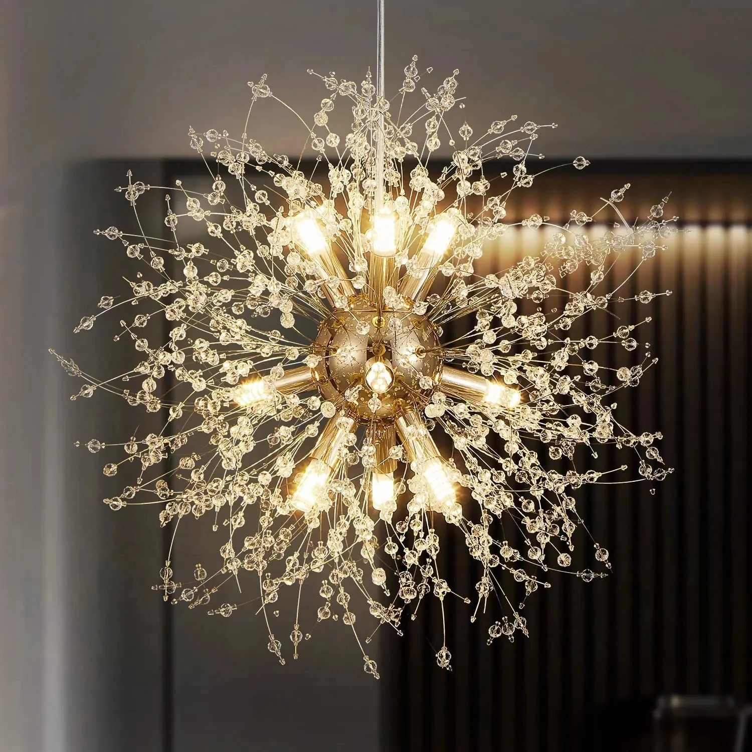 

Modern Sky Star Fireball Crystal LED Lighting Pendant Dandelion Pendant Living Room Dining Room Pendant Home Decoration Art Crys