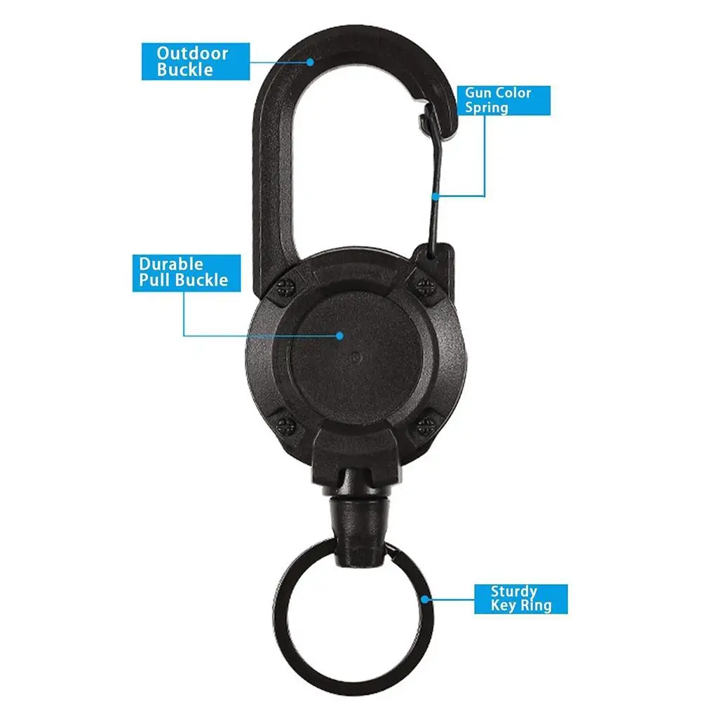 NEW Heavy Duty Retractable Pull Badges ID Reel Carabiner Key Chain Key Holder Outdoor Keychain Holds Multiple Tools