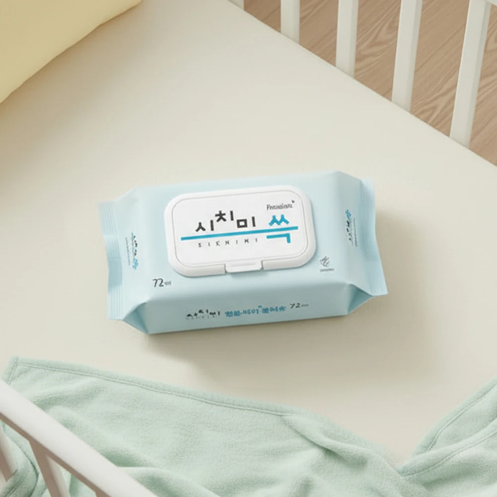 시치미 쓱 병풀시카 플러스 대용량 아기물티슈 캡형 72매 70gsm 10팩 - 5