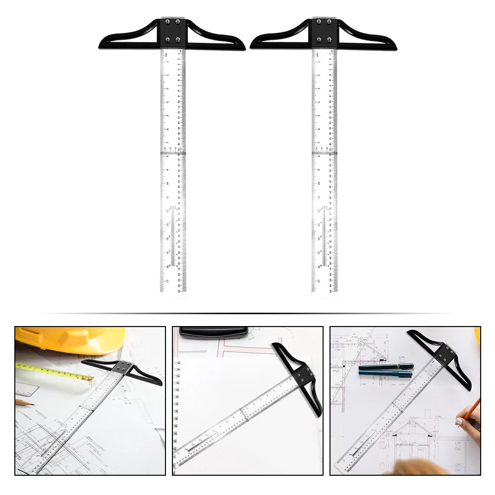 2 Pcs Centimeter Ruler Design Work Parallel Abs Measuring Scale Precision Marking