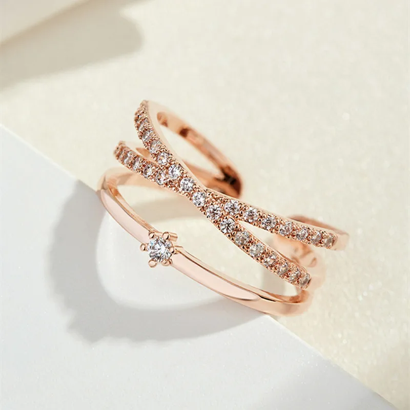 

Dawn's Jewel Personality Niche Female Adjustable Opening Fashion Cross Double Ring Korean Trend Index Finger 925 Silver Jewelry